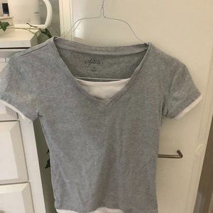 Grey V-Neck Short Sleeve